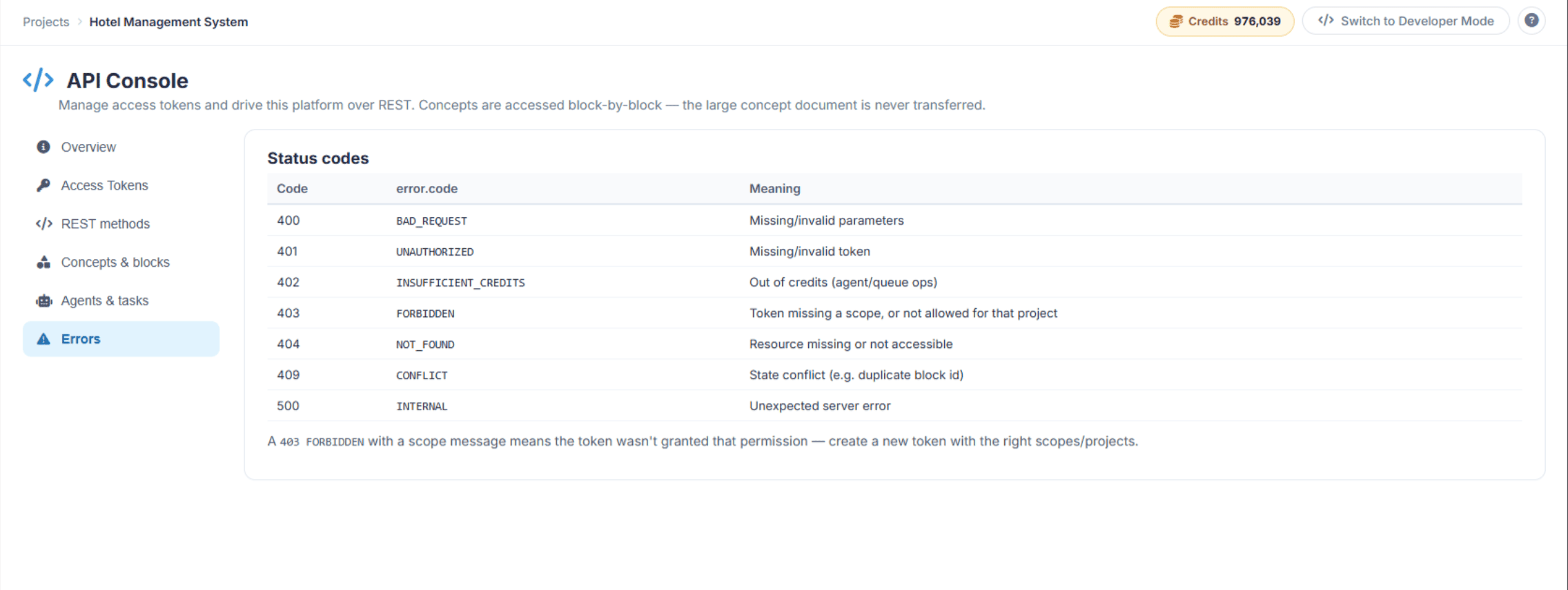 Error and Status Code