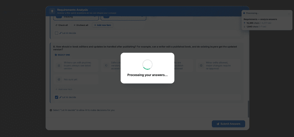 Processing your answers