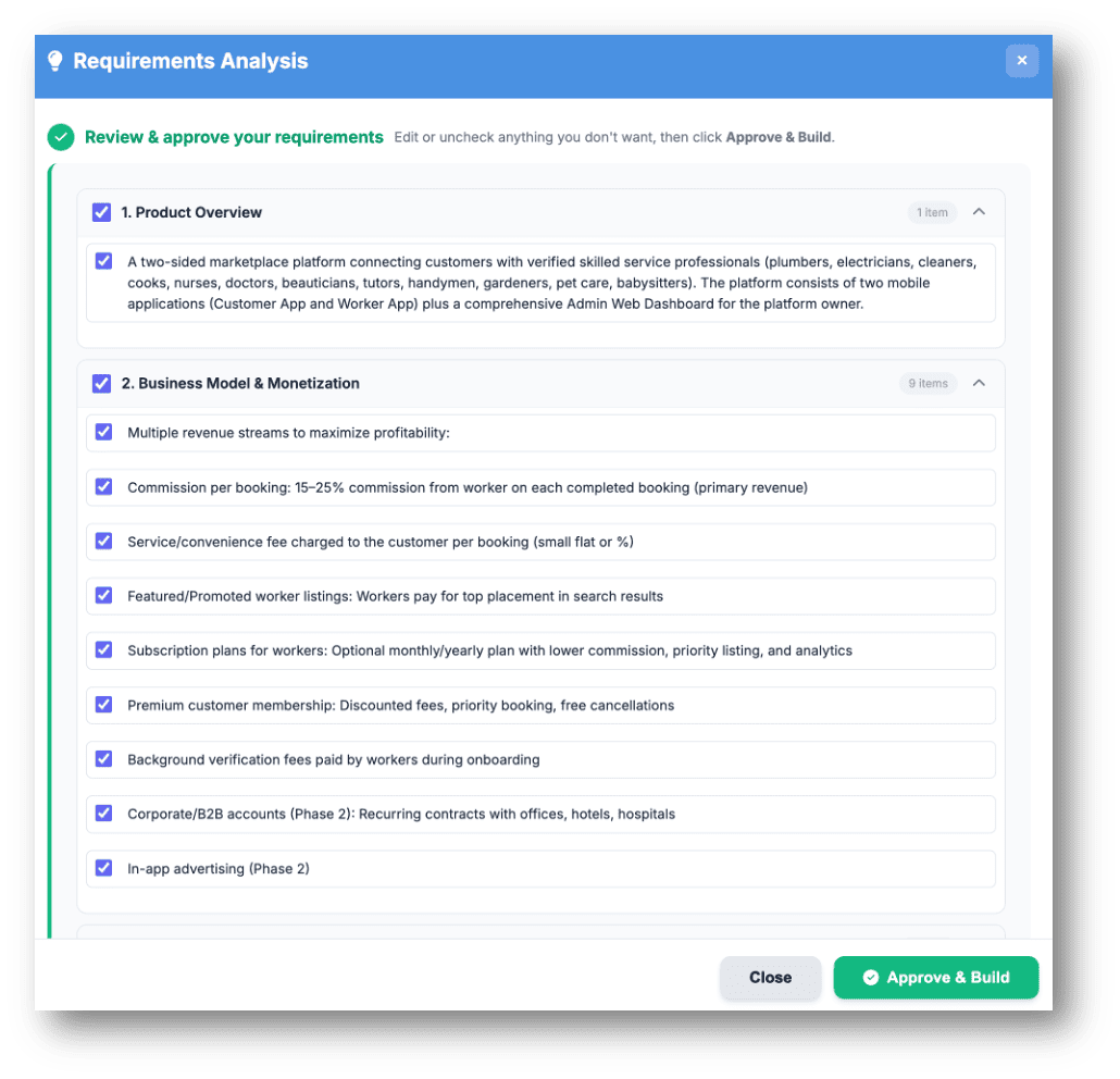 Review and approve your requirements