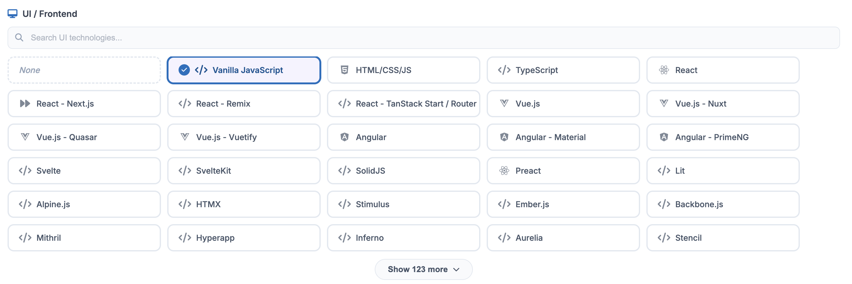 Frontend Selection