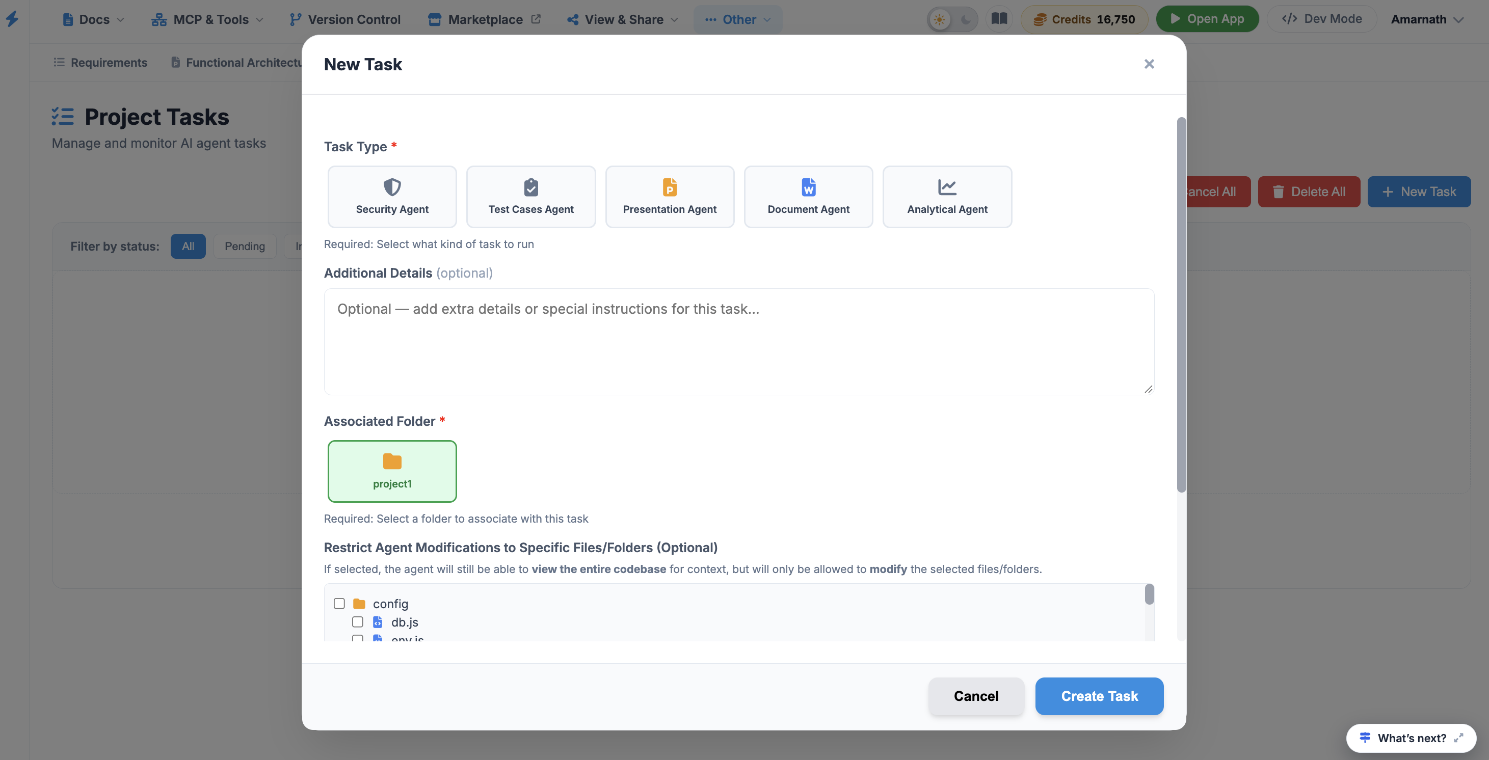 New Task Modal